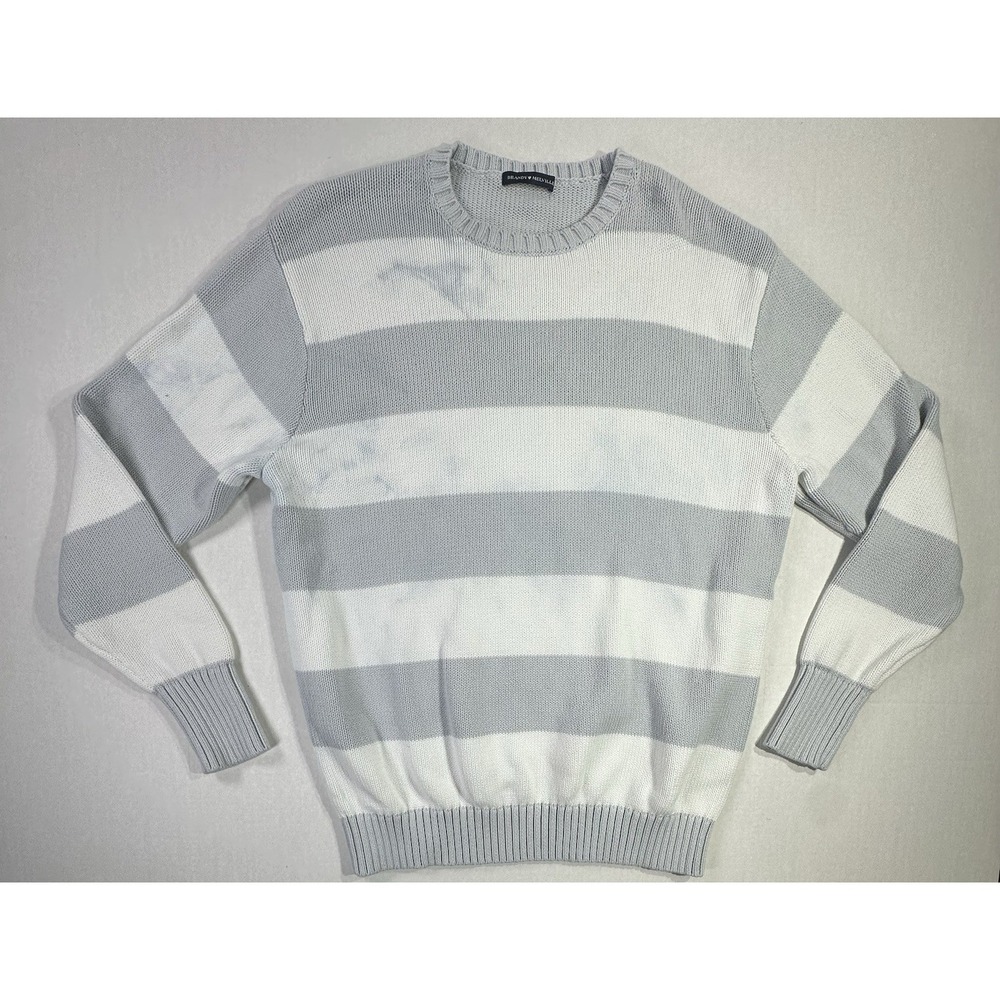 Brandy Melville Gray White Stripe Knit Sweater OS One Size Distressed Grunge Y2K